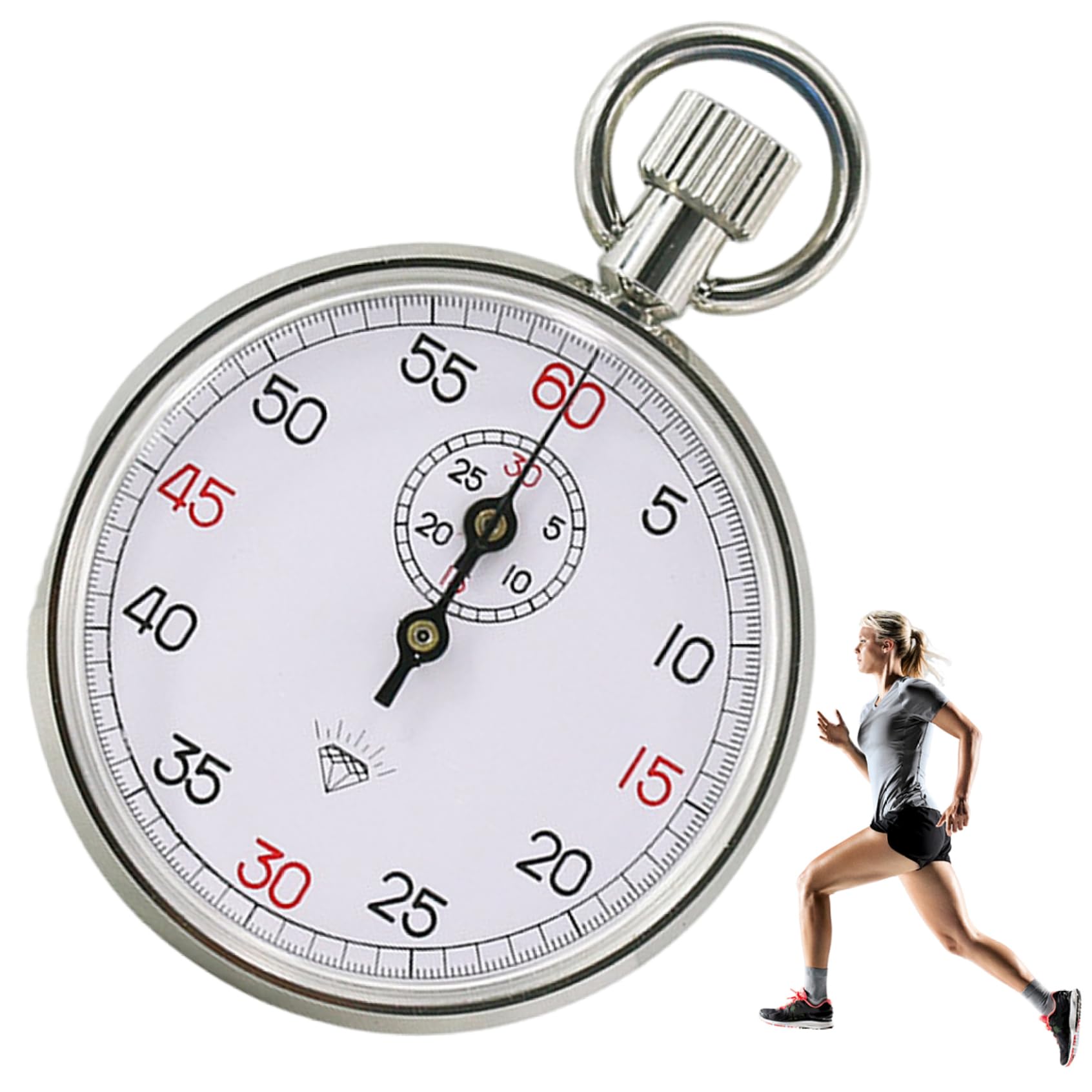 Chronomètre analogique mécanique à 13 Rubis précision optimale pour Le Sport et Le Laboratoire Cadran Blanc avec Cordon 60 s / 30 m