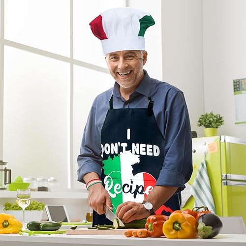Miniatura 6 de Disfraz de chef italiano, sombrero de chef y delantal para mujer, diseño de bandera italiana, delantal de cocina para el hogar