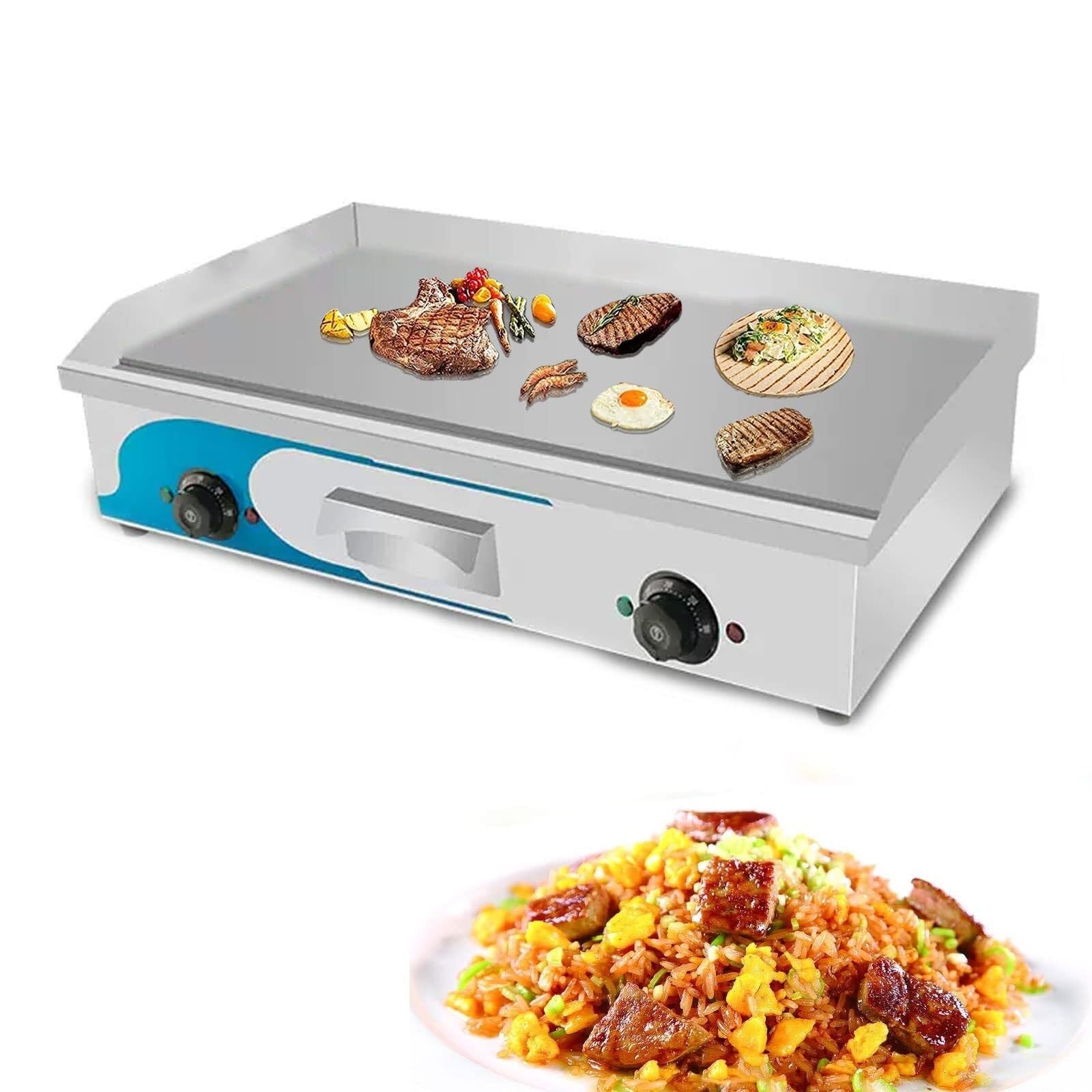 Electric Griddle, Large Nonstick Cooking Plate, 220-240V Commercial Stainless Steel Countertop Hot Plate with Adjustable Temperature Control for BBQ, Omelette, Fried Food