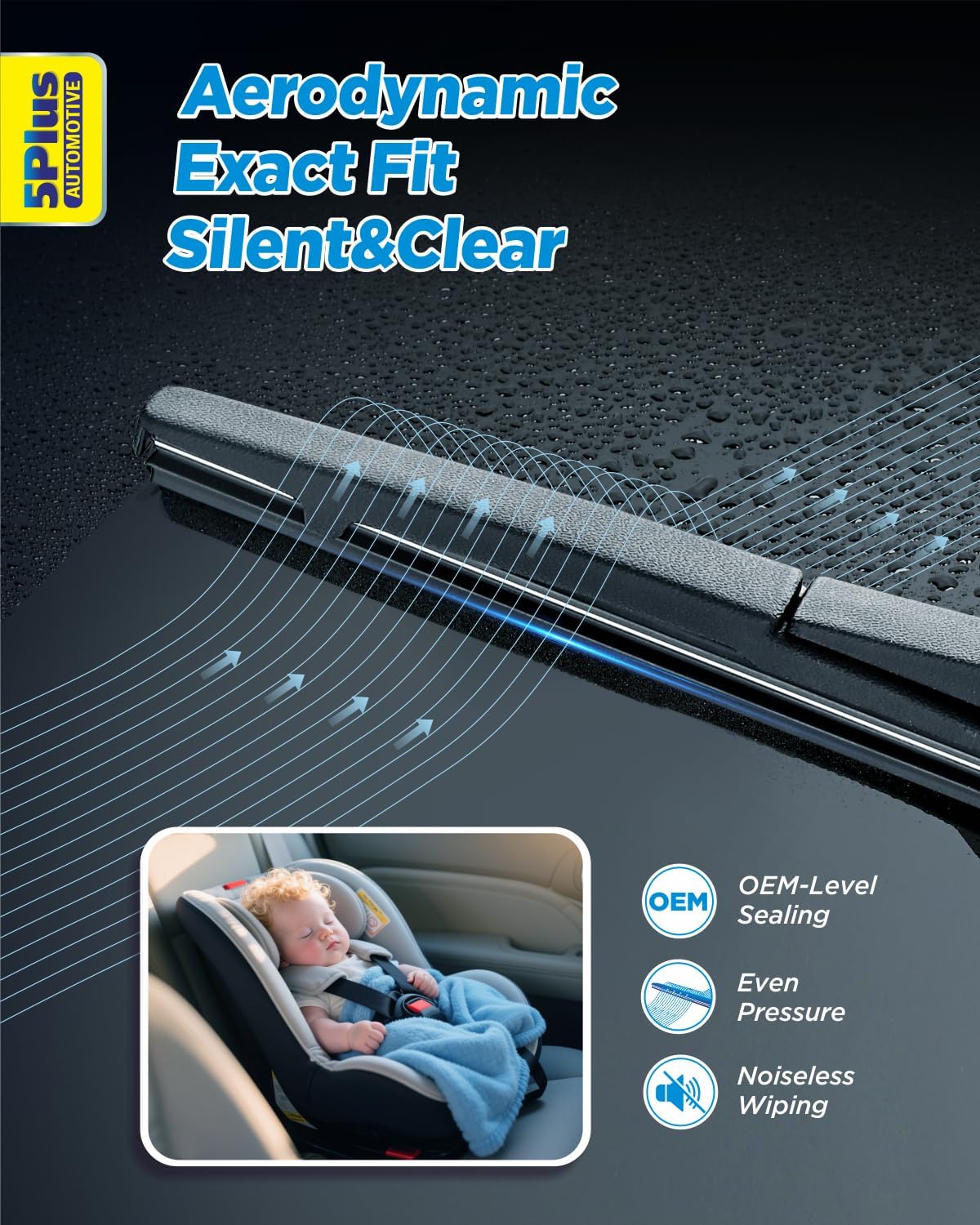 5 PLUS® 12 Inch Rear Wiper Blade Replacement for Nissan 2008-2024 Rogue/2013-2020 Pathfinder/2017-2024 Kicks Rear Wiper Premium All-Seasons Stable And Quiet rear Windshield Wiper Blade 12"(12J)