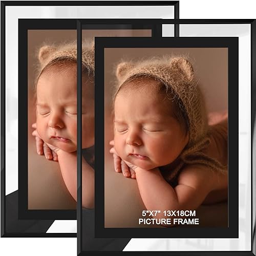 IZIDDO 8x10 Picture Frames Set of 2, Black Glass Photo Frame, Only for Tabletop Display, Gift Picture Frame, Horizontally or Vertically (8x10, Black)
