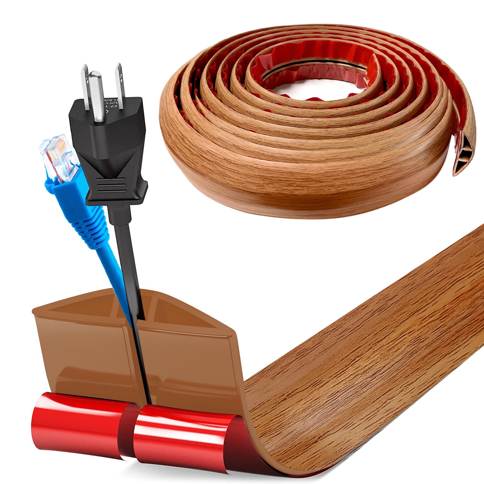 Pasacables Suelo, Canaleta Cables Suelo, 3.0M x2cm Protector de Cables para Suelo, Cubiertas de Suelo para Cables Autoadhesiva Montaje para Todos los Hogar, Oficina, Escuela,Almacén(Blanco-Redondeado) — view 35