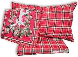 GX GARGIX Set Completo Lenzuola Matrimoniali in Flanella, Fantasia Scozzese e Varie Fantasie,Rossa, per Inverno Autunno,Lenzuola e Federe (Matrimoniale, Scoz-7)