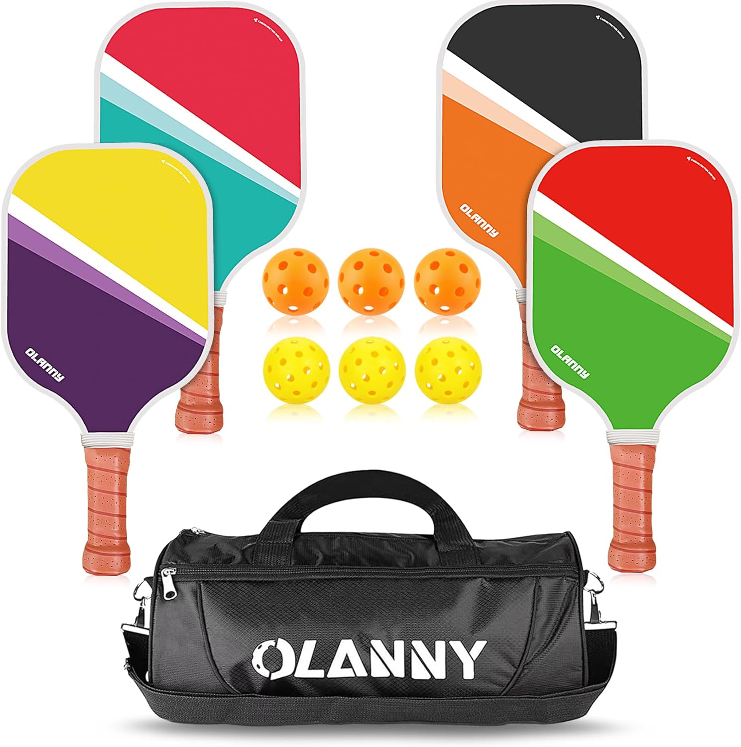 Juego de paletas de pickleball de grafito, raquetas de primera calidad, cara de fibra y polímero de núcleo de panal de abeja, incluye paletas de