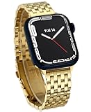 Seven-link Watch Band for Apple Watch Series 11, 10, 9, 8, 7, 6, 5, 4, 3, 2, 1 and SE 3/2/1 for Women, Dressy Stainless Steel Metal Band for Apple Watch 40mm 41mm 42mm 38mm 44mm 45mm 46mm for iWatch