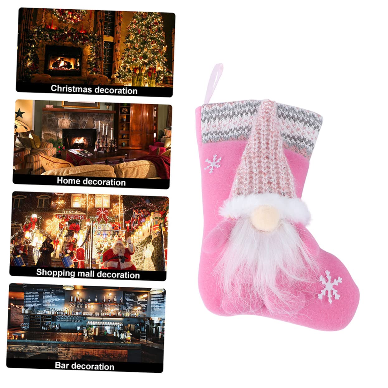 TOPBATHY 2pezzi Calza della Befana Decorativa Calza Natale Forma di Bambola Senza Volto Ciondolo Appeso Calzino di Babbo Natale Ornamento