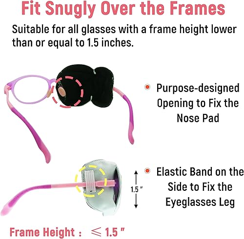 Miniatura 4 de Astropic Parche de ojo de seda 3D para niños  Parche de ojos para niñas  Parche médico para niños con ojo perezoso (unicornio rosa, ojo derecho)