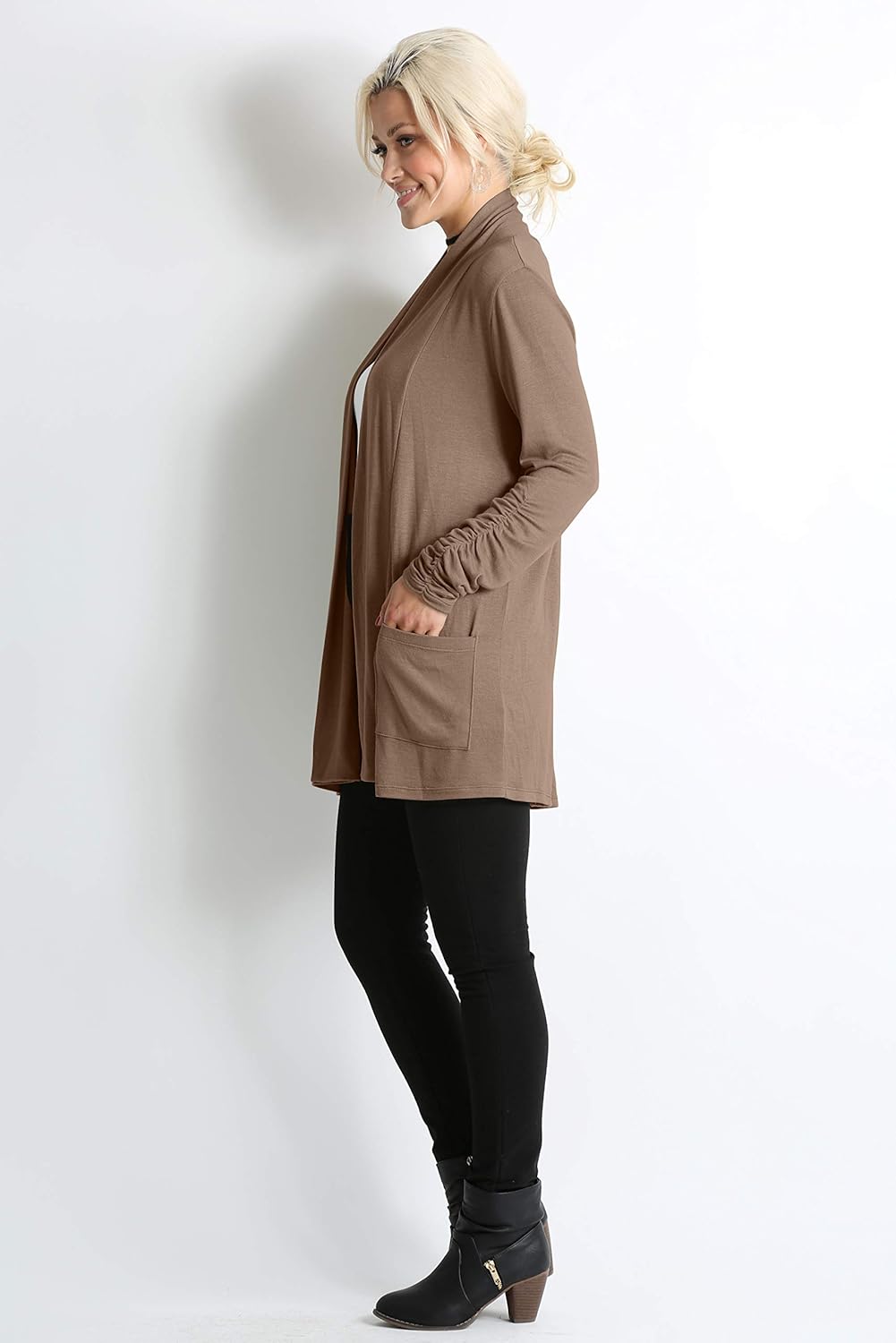 Simlu Long Sleeve Lightweight Cardigan Sweater for Women with Pockets Reg. and Plus Size - Image 3