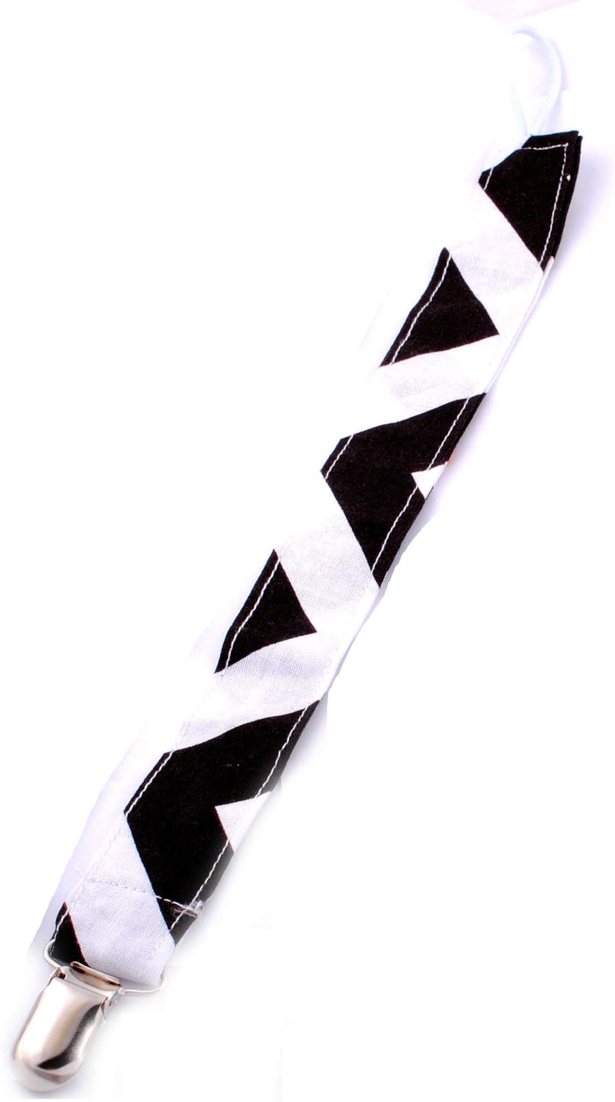 GP Personalized Embroidered Pacifier Clip with Metal Clip & Chevron for Baby Gift (black + white)