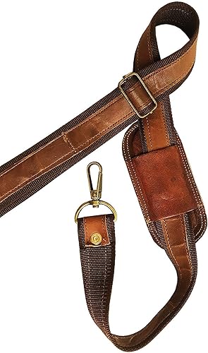 Miniatura 2 de Correa de hombro acolchada ajustable de cuero con ganchos giratorios de metal para mensajero, portátil, cámara, bolsas de lona y más