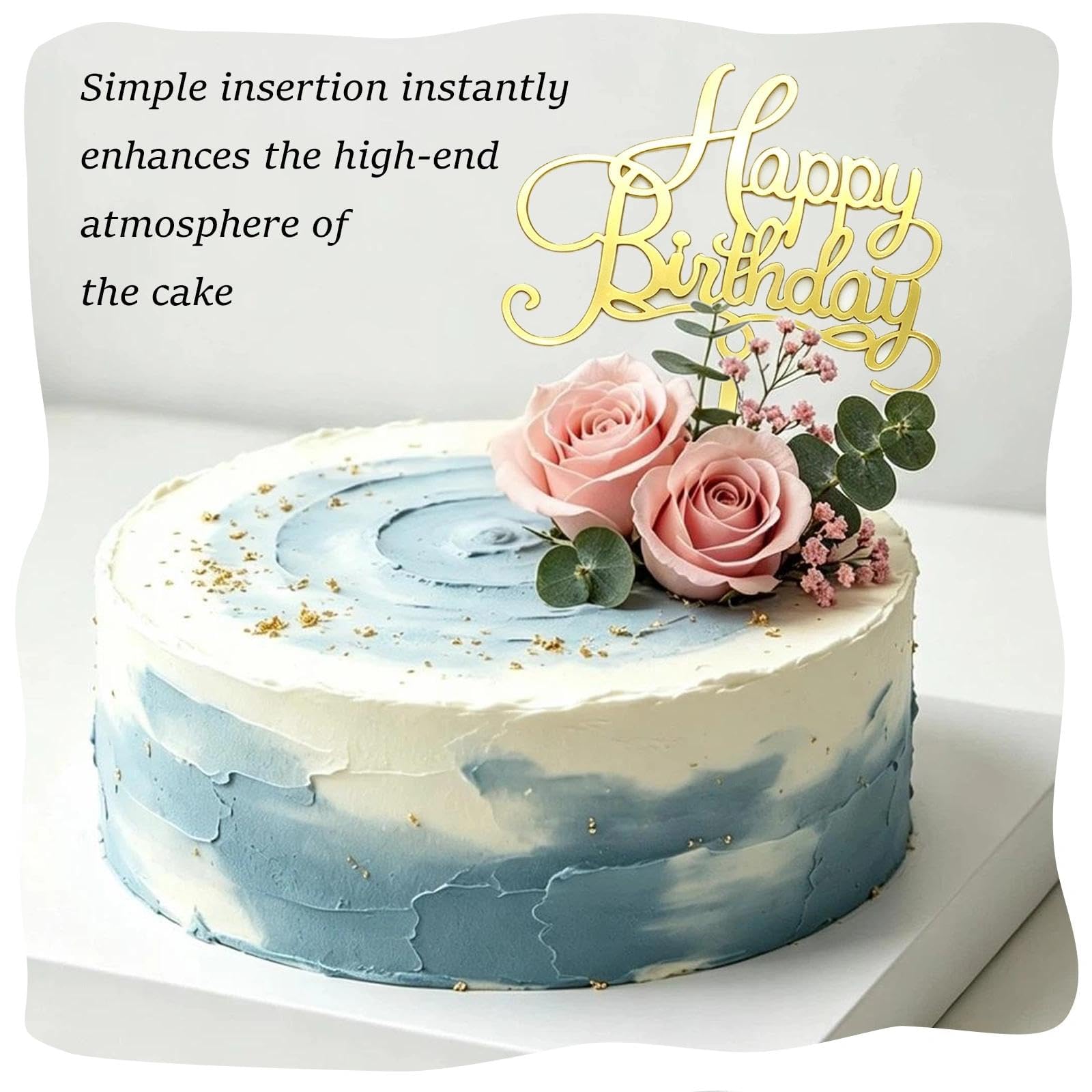 Gold Birthday Cake Toppers - 6 Pack -9 Gold Birthday Cake Toppers - 6 Pack -9