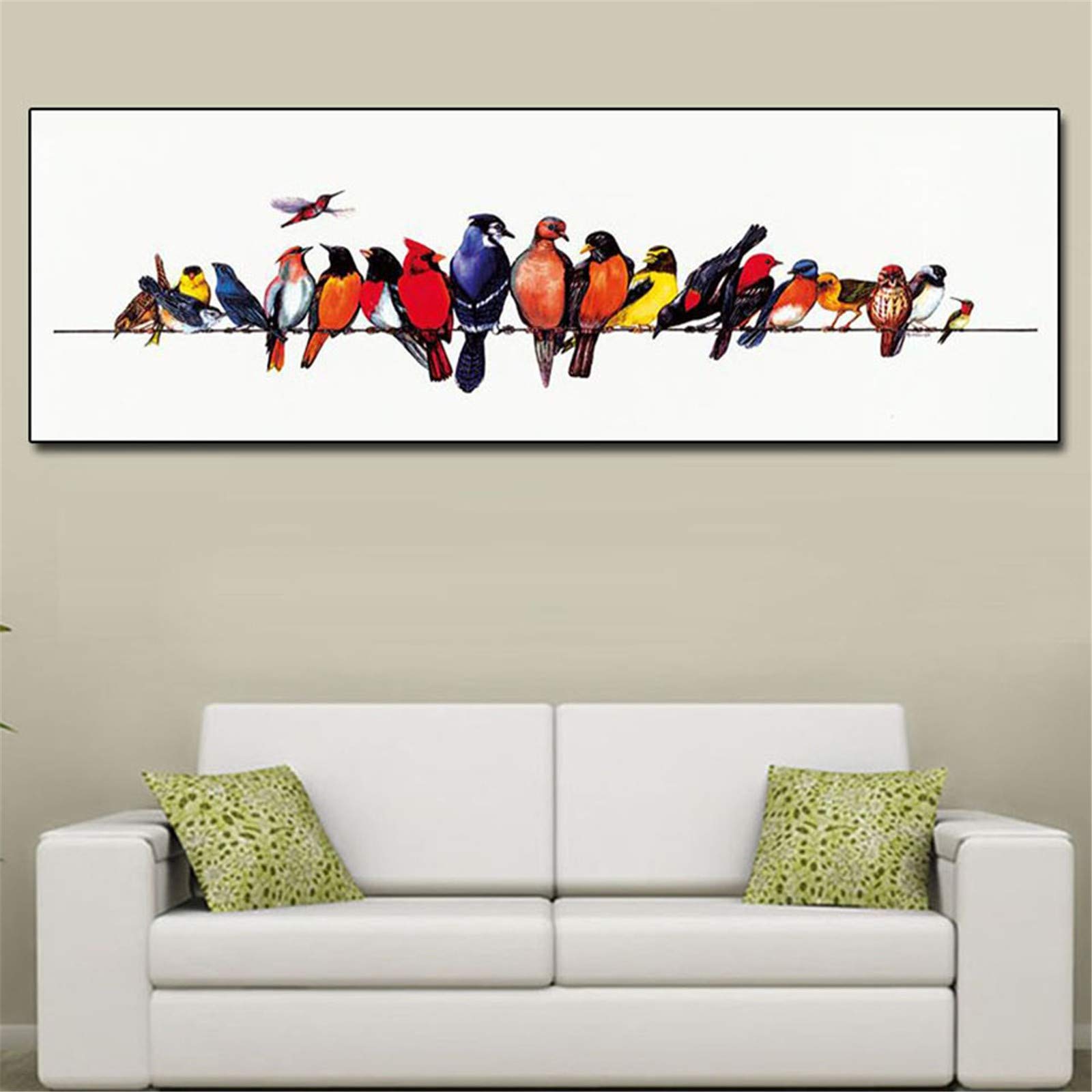 Diamond Painting Oiseaux sur Fil Broderie 5D Grand Format 70x140cm Strass Rond pour Salon