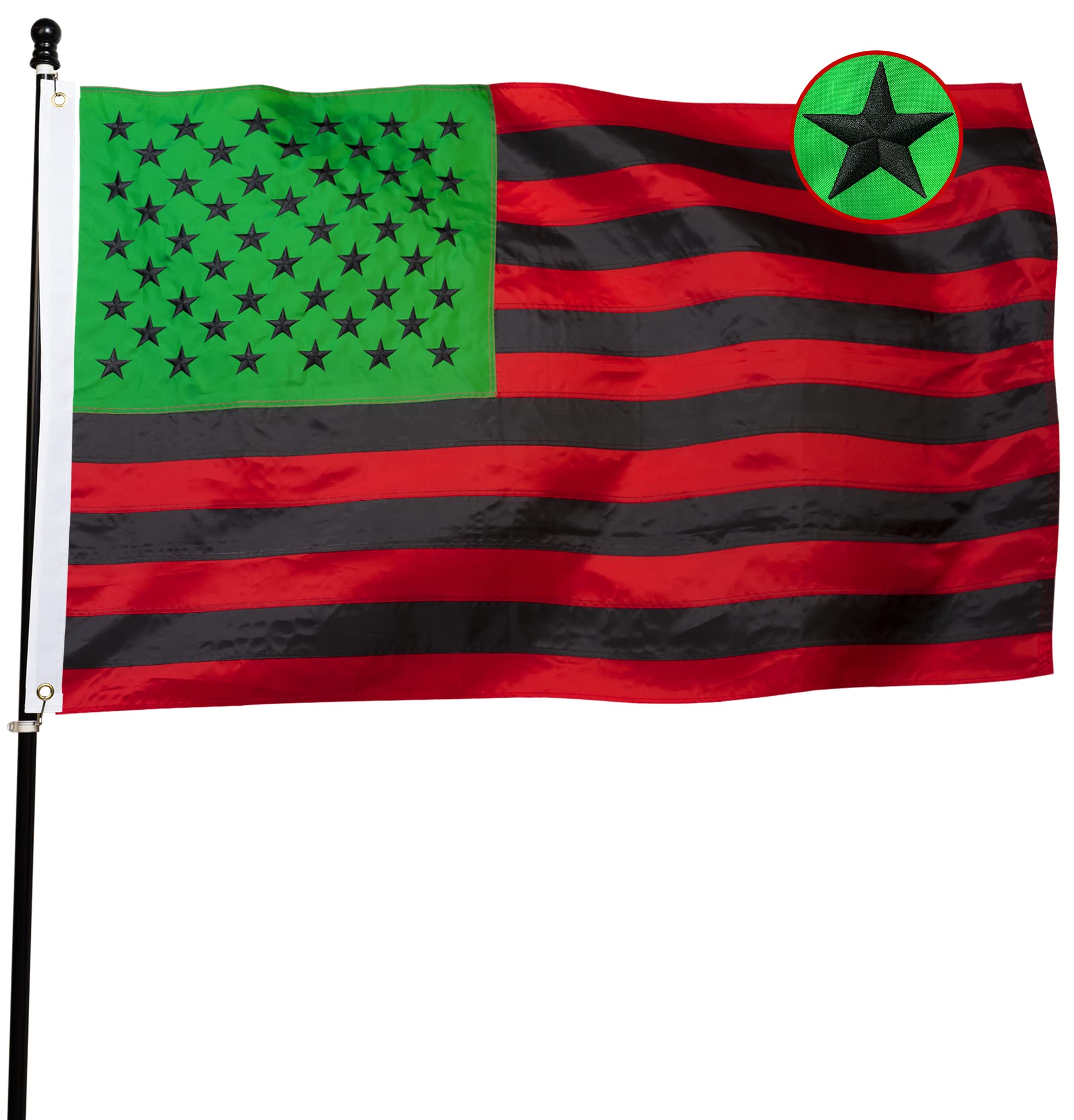 Bandiera 3x5 Afro-America Con Mappa E Pantera Nera – Striscione Stampato In Poliestere