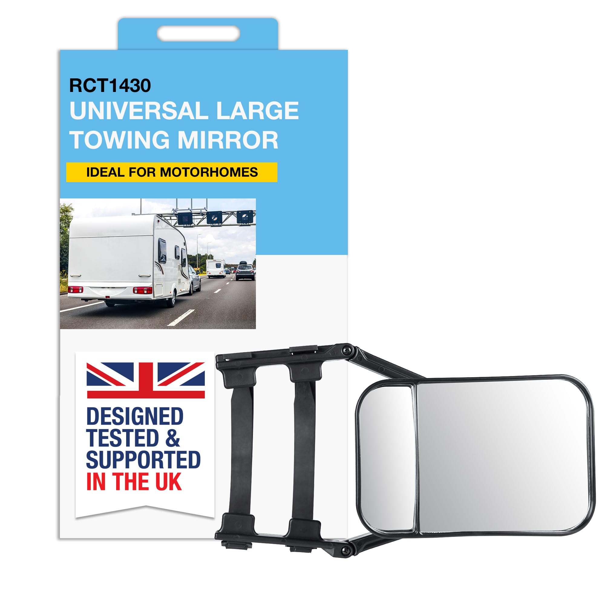 RING Universal Towing Mirror With Large Adjustable Arms - Suitable For 4x4s, Motorhomes & Vans
