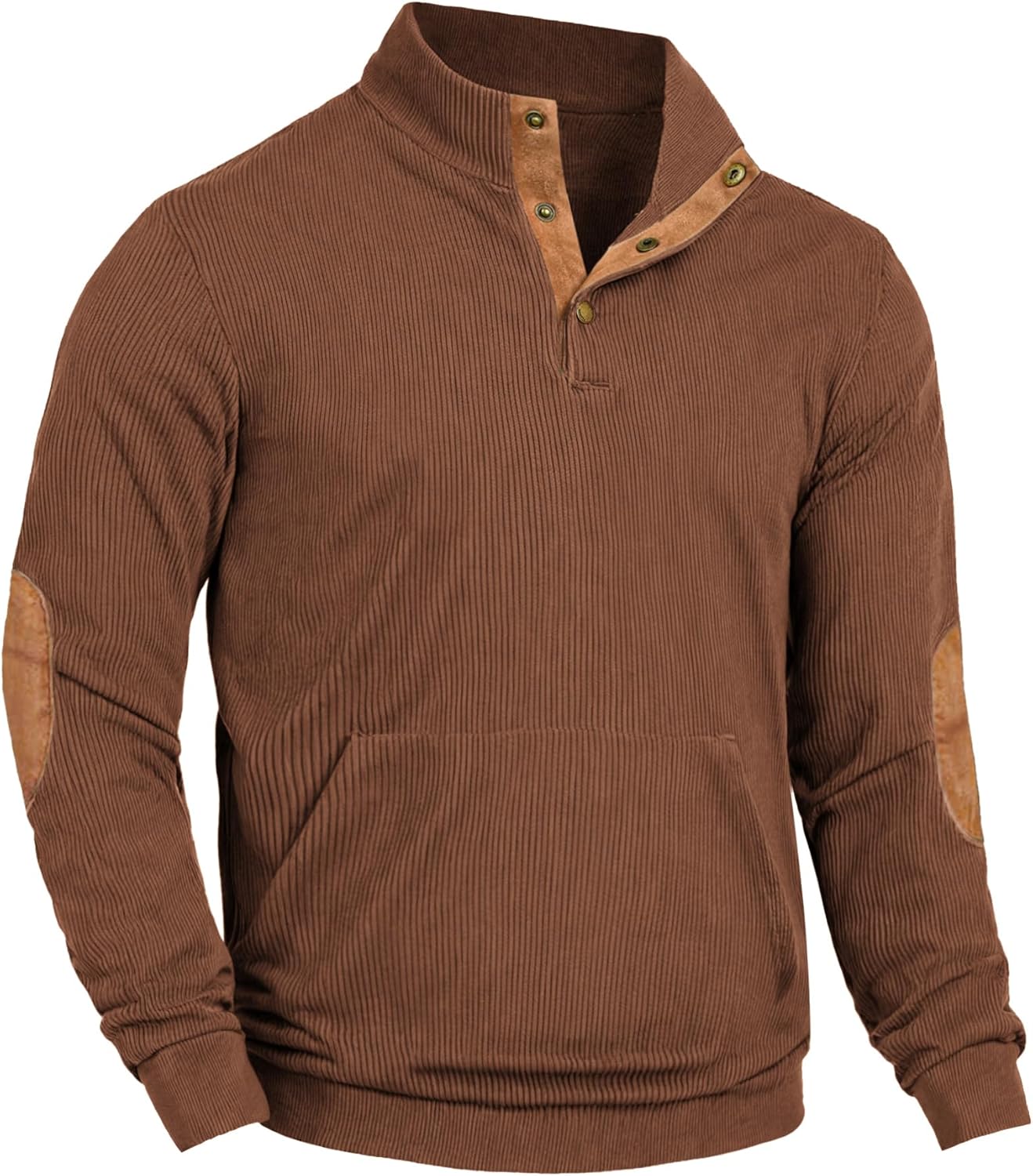 COOFANDY Mens Corduroy Sweatshirt Long Sleeve Pullover Quarter Button Fall Sweat Shirts