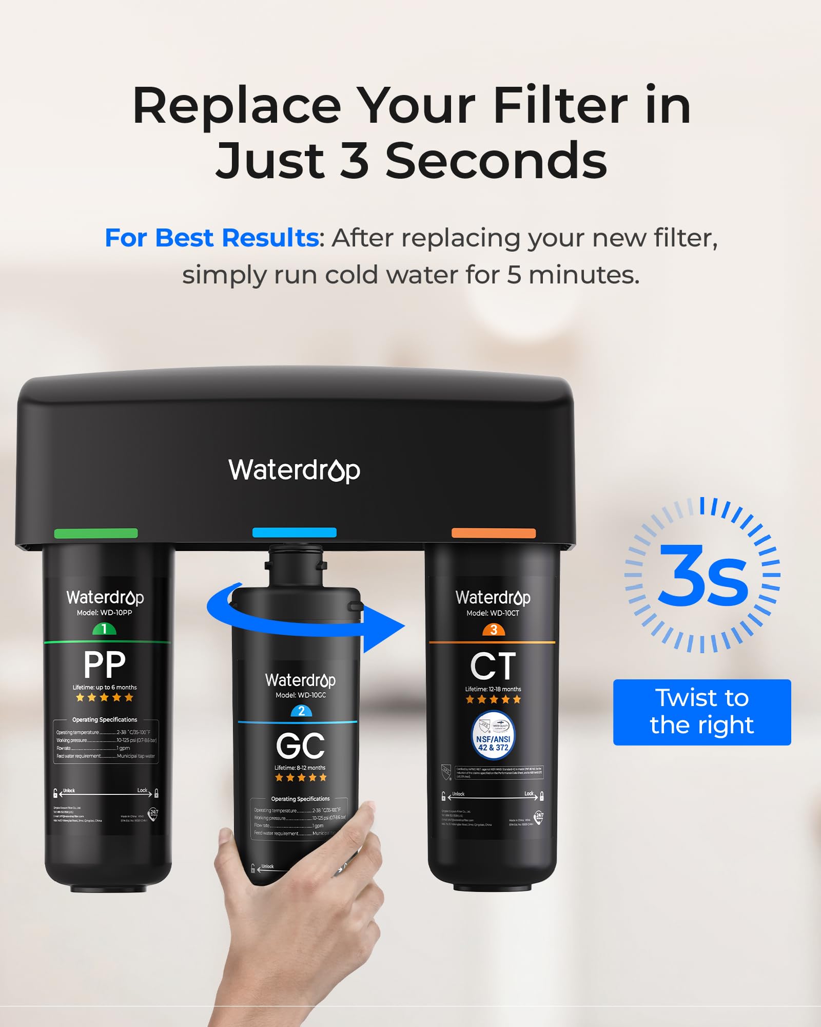 Amazon | ウォータードロップ シンク下 浄水器 Waterdrop TSA & TSB