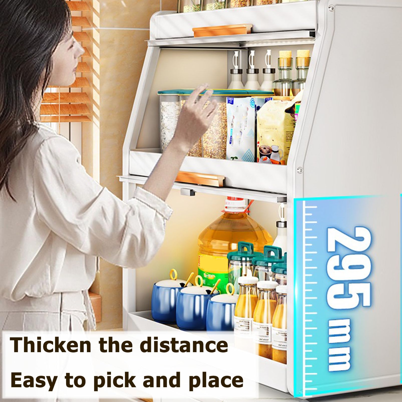 Organizador de especias para encimera de cocina, armario de almacenamiento de condimentos de acero resistente con puertas, mini organizador de despensa que ahorra espacio para un almacenamiento