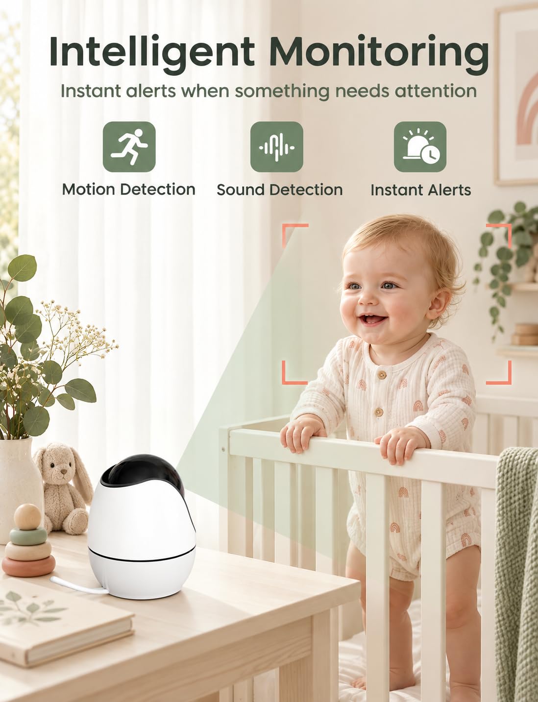 OBVHNUA Baby Monitor 3500mAh WiFi 4,3'' IPS con Telecamera, App, VOX