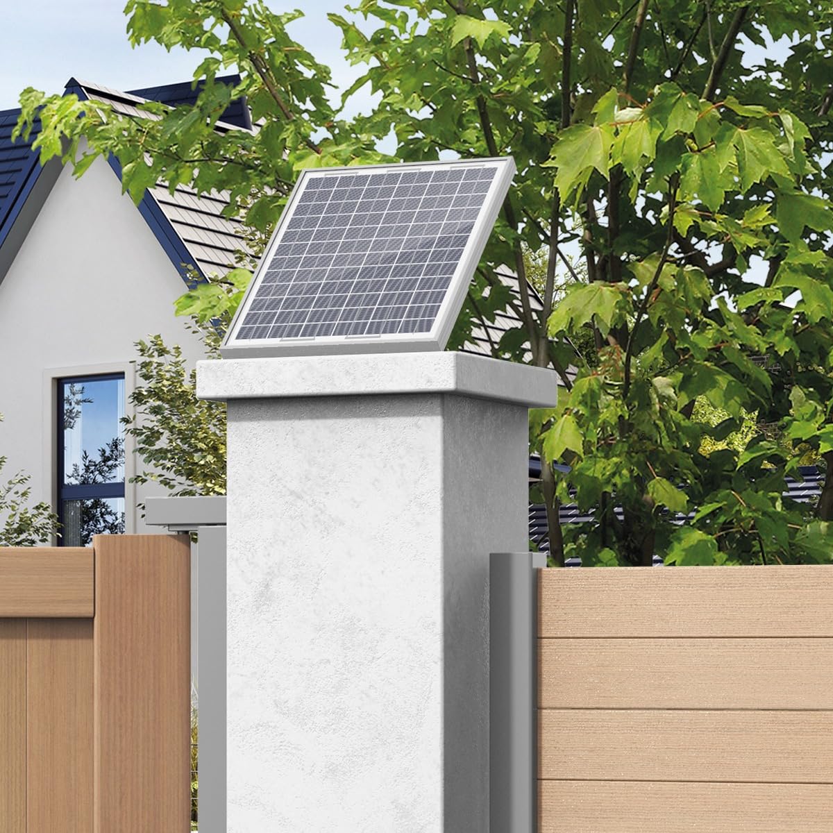 AVIDSEN Teha SE - Pack Motorisation Solaire pour Portail Battant à Vérins - Kit Complet 24V - Inclus : Panneau Solaire, 3 Télécommandes, Photocellules - Installation sans Travaux