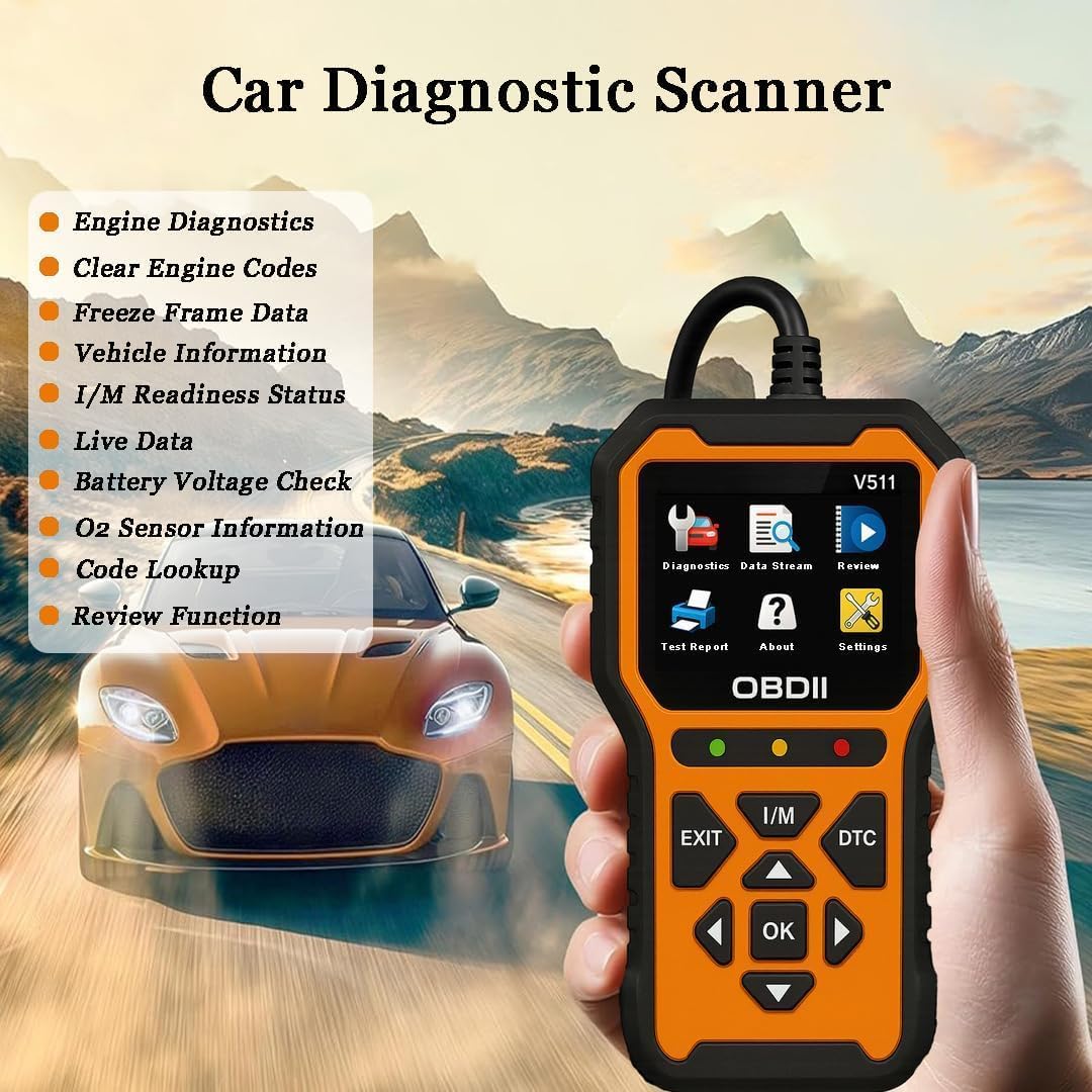 OBD2 Auto Diagnostica per Fiat Panda 2017-2026 | Lettore di Codici Motore e Strumento Diagnostico Spia Motore con Dati in Tempo Reale,Orange