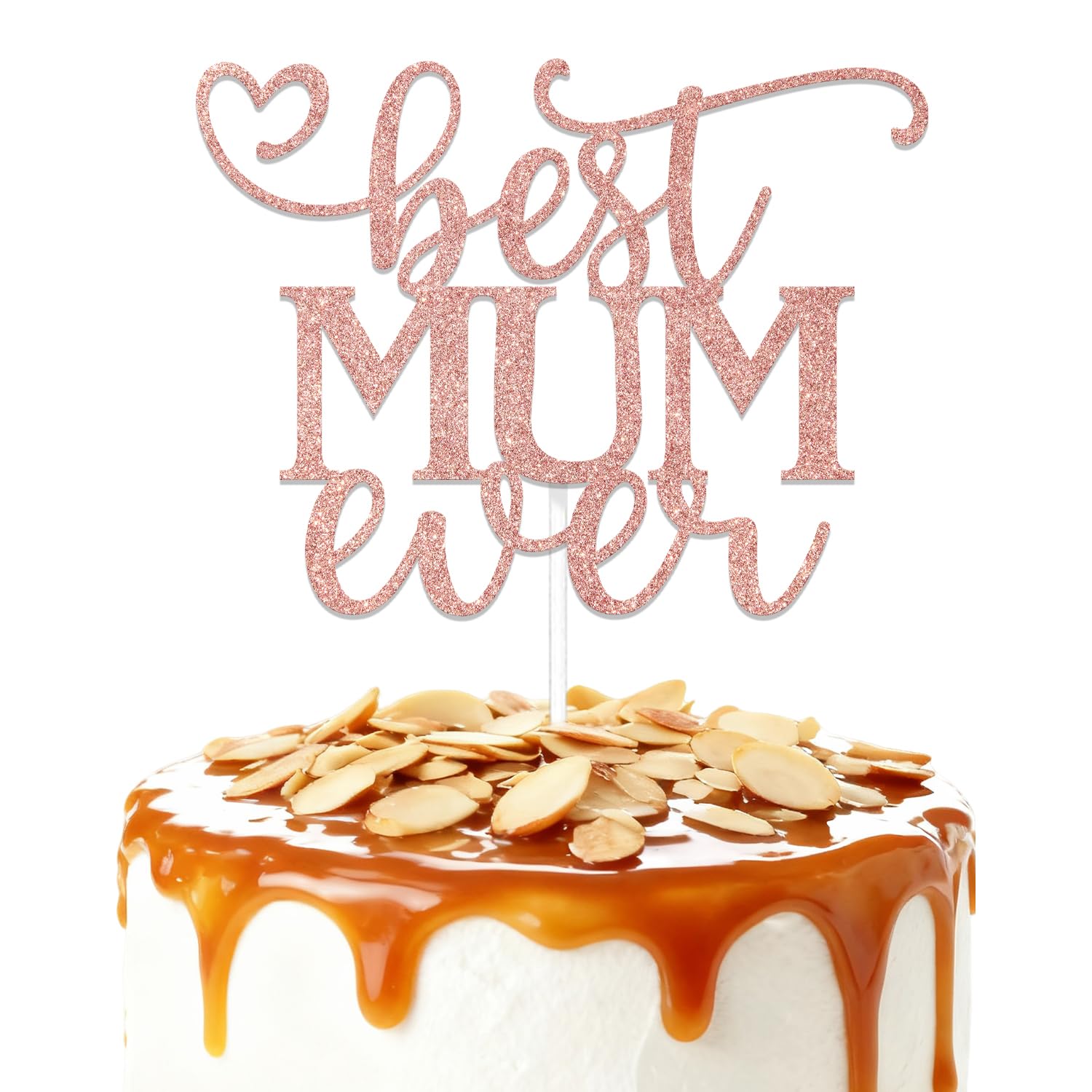 ZCXVC Best Mum Ever Cake Topper I Love You Mom Decorations Mother Day Birthday Party Supplies Rose Gold Glitter