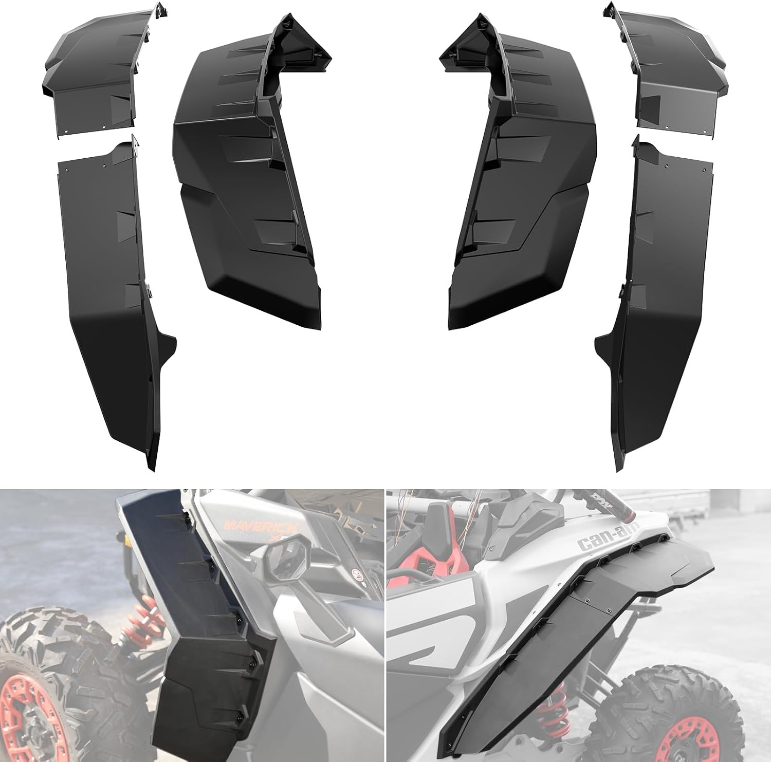 AUPOWER Wider XXL Extended Fender Flares Kit for Can-Am X3 2017-2025 Accessories, Extended Fender for Maverick X3 Max Front & Rear Mud Flaps Wider Mud Guards, Replace #715002973 (6 PCS)