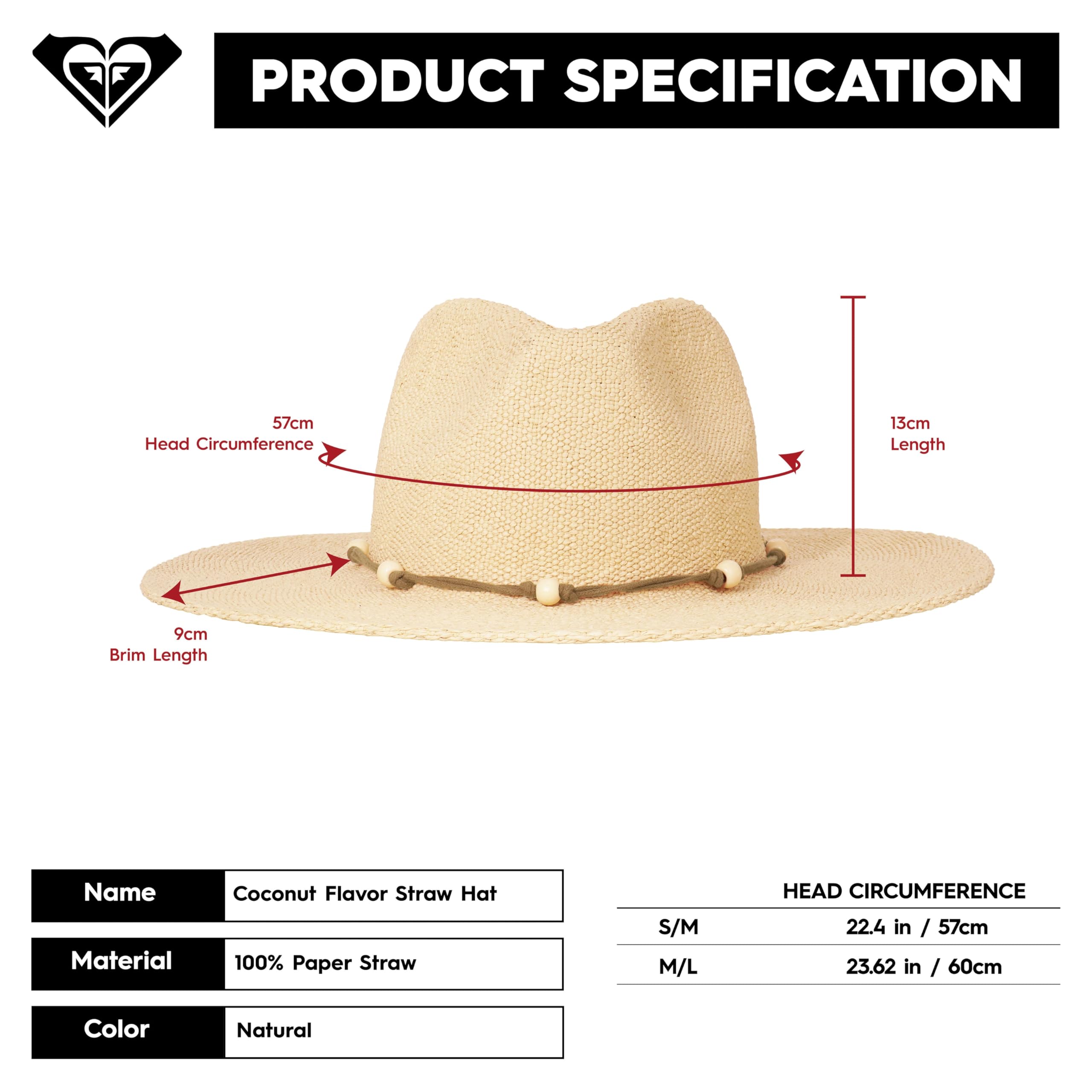 Roxy Coconut Flavor Straw Hat Sombrero para el Sol, Natural, M-L para Mujer