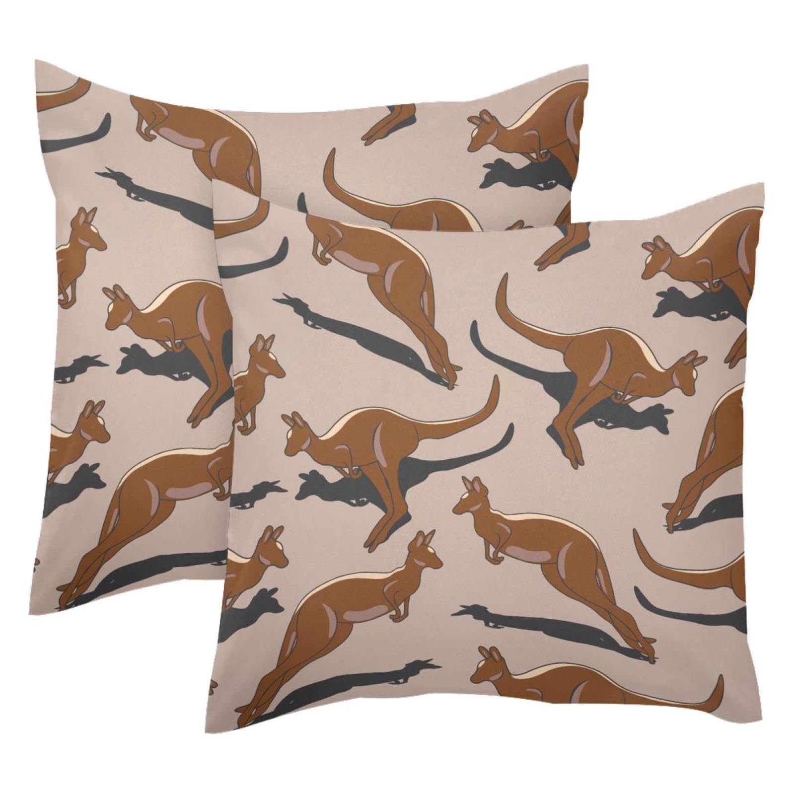 Housse de coussin en velours 50x50 cm lot de 2 avec motif kangourou pour décoration de salon