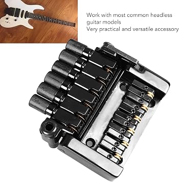 Headless Guitar Bridge Set, Tailpiece Roller Nut Tremolo Rocker Electric Replacement Parts