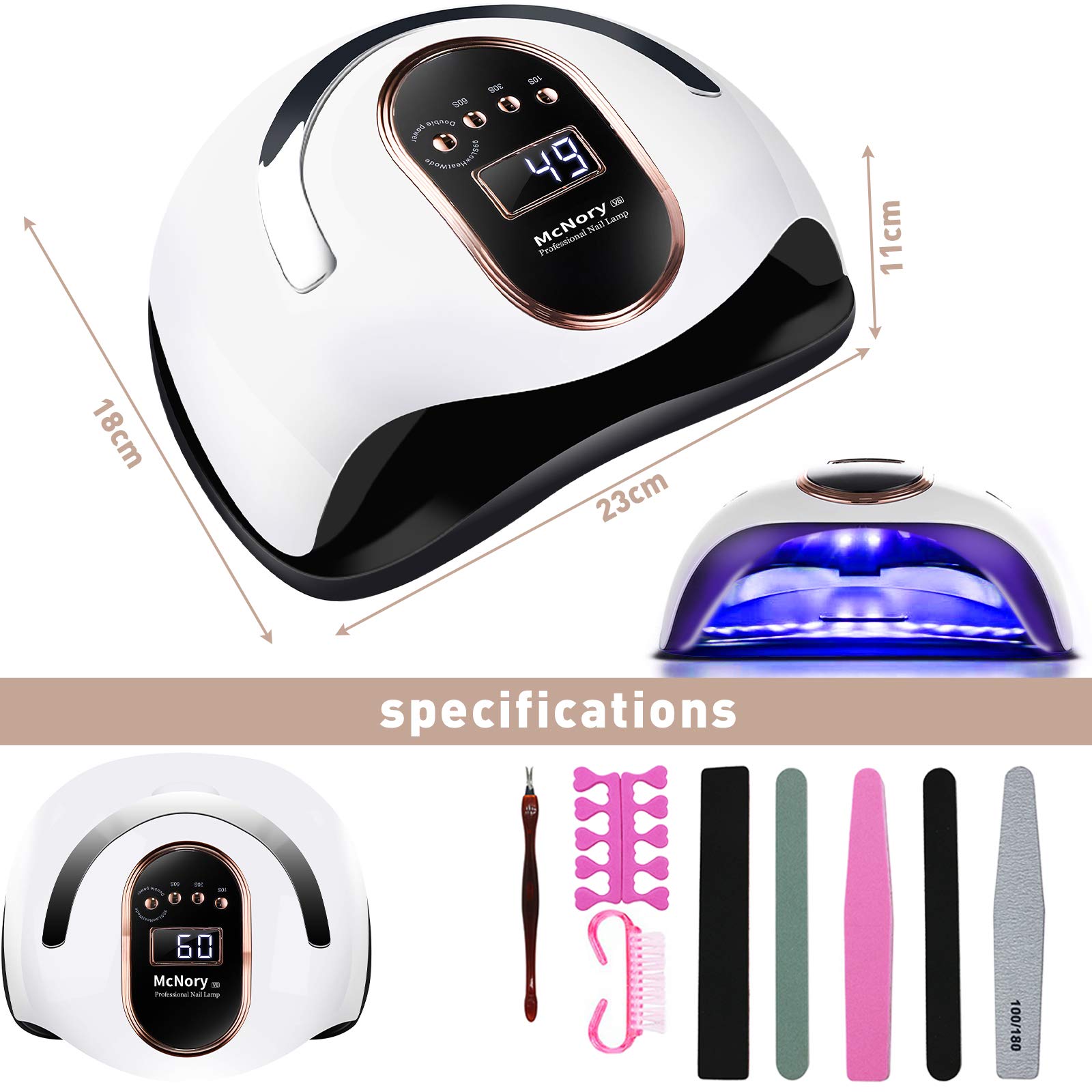 Lampada Unghie UV LED,168W Professionale Fornetto per Manicure/Pedicure Permanente Smalto Semipermanente 4 Timer con 10s/30s/60s/99s Display LED Automatico Sensore
