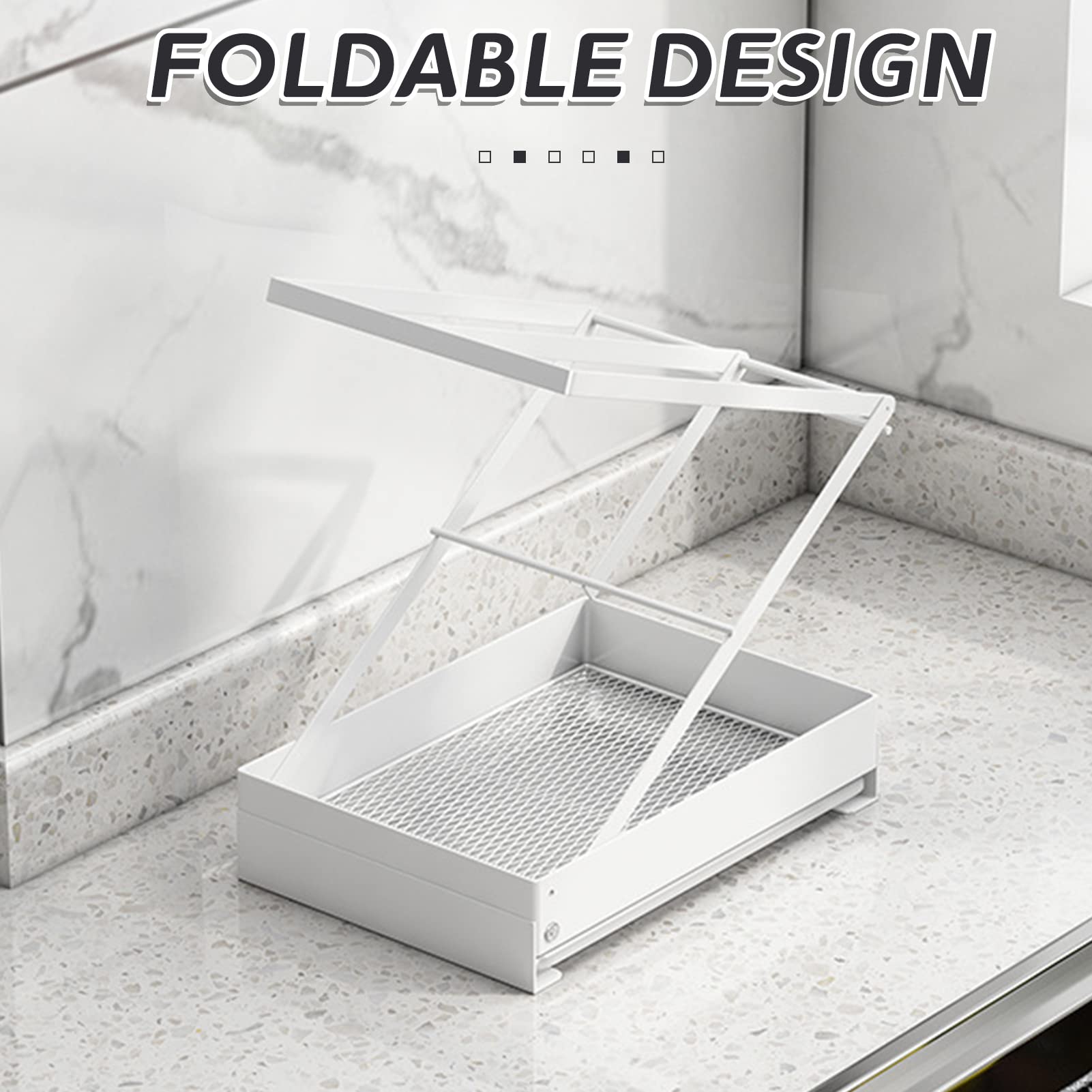 Organizador para fregadero de cocina, soporte para esponja para fregadero, soporte para paños de cocina, organizador para fregadero con bandeja de drenaje para almacenamiento de cocina, baño, fregad