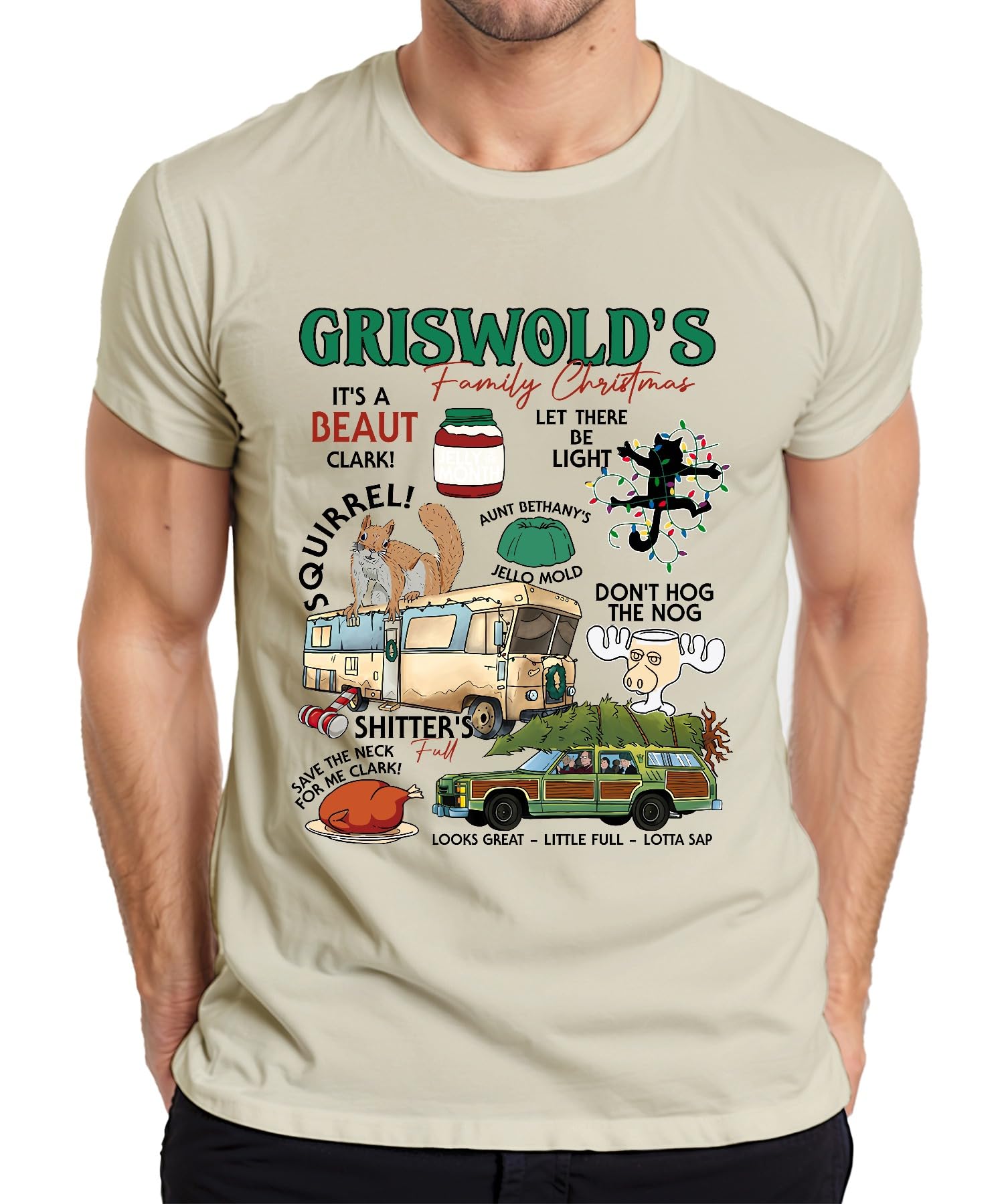 Printera Men's Natural Griswolds Family Christmas Beautiful Gift Quotes - Christmas Xmas T-Shirt, Xxl