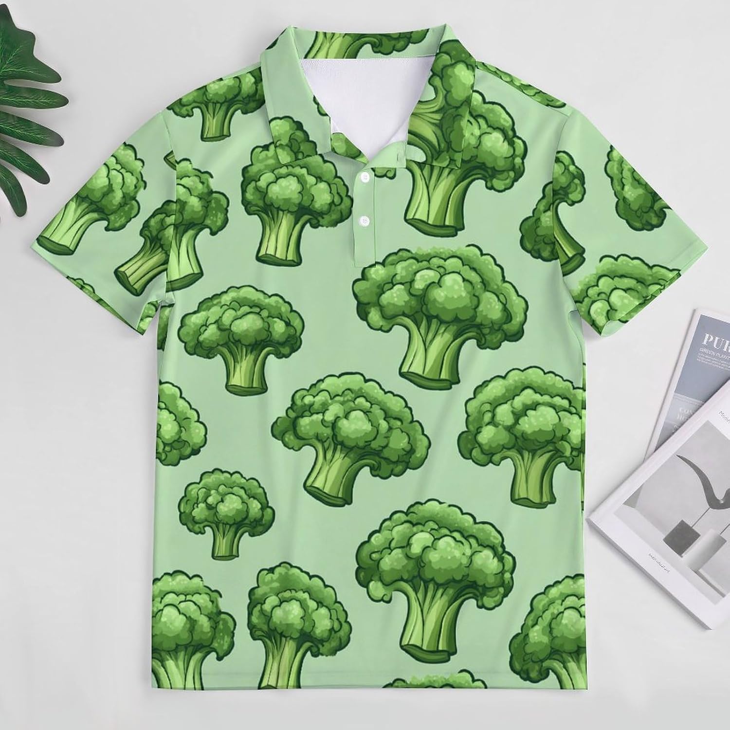 Green Broccoli Womens Golf Polo Shirts Summer Short Sleeve Collared 3 Buttons T Shirt Activewear Tops