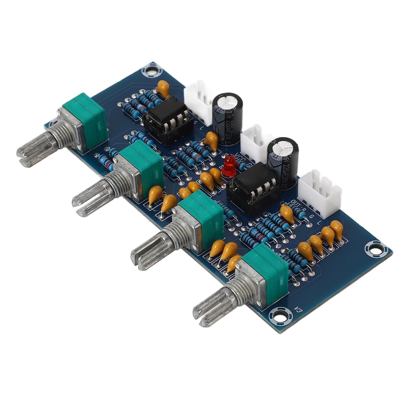 Preamplificatore a Doppio Canale NE5532 Regolazione Bassi Medio-Alti DC 12V-24V