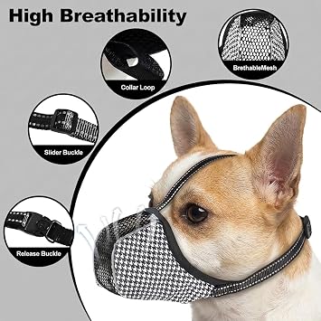Muzzle for Medium Dogs, Soft Breathable Mesh, Adjustable Anti-Biting Chewing Licking, Mouth Guard for Beagle, Schnauzer, Shiba, for Grooming, Walking, Training, Vet Visits, Reflective Design (M)