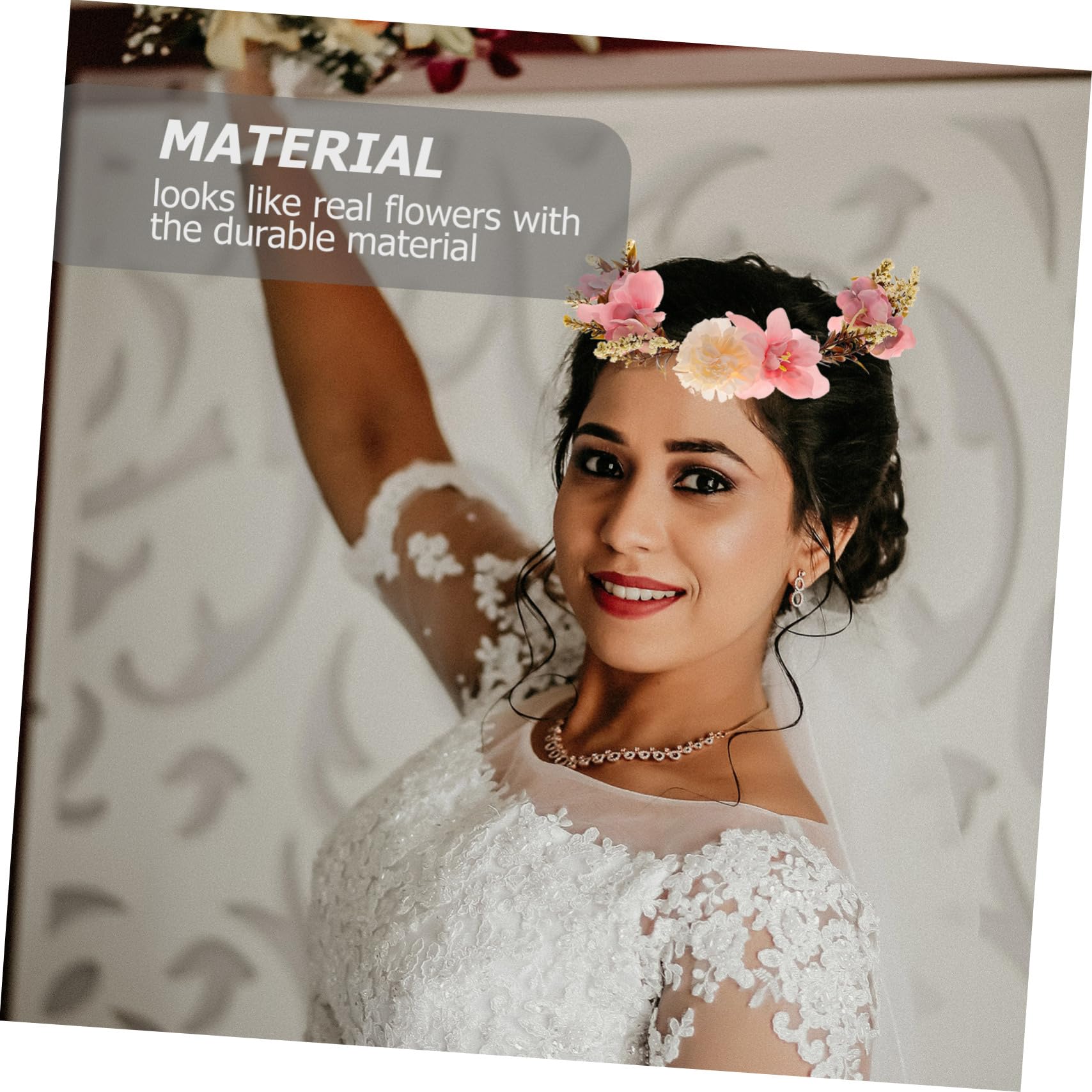 Couronne Fleur Cheveux Mariage Pourpre, Bandeau Femme Tissu
