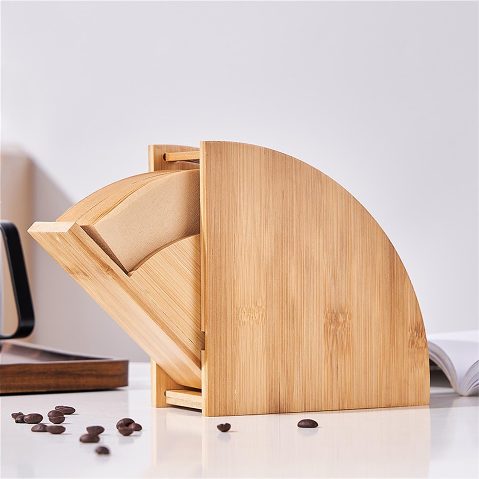 Kaffeefilter-Halter Kaffeefilterpapierhalter aus Holz, Kaffeefilterbox, passend for Filterpapierhalter, Kapazität von 100 Stück Papierfiltern(14.1 * 8.2 * 15.2CM)
