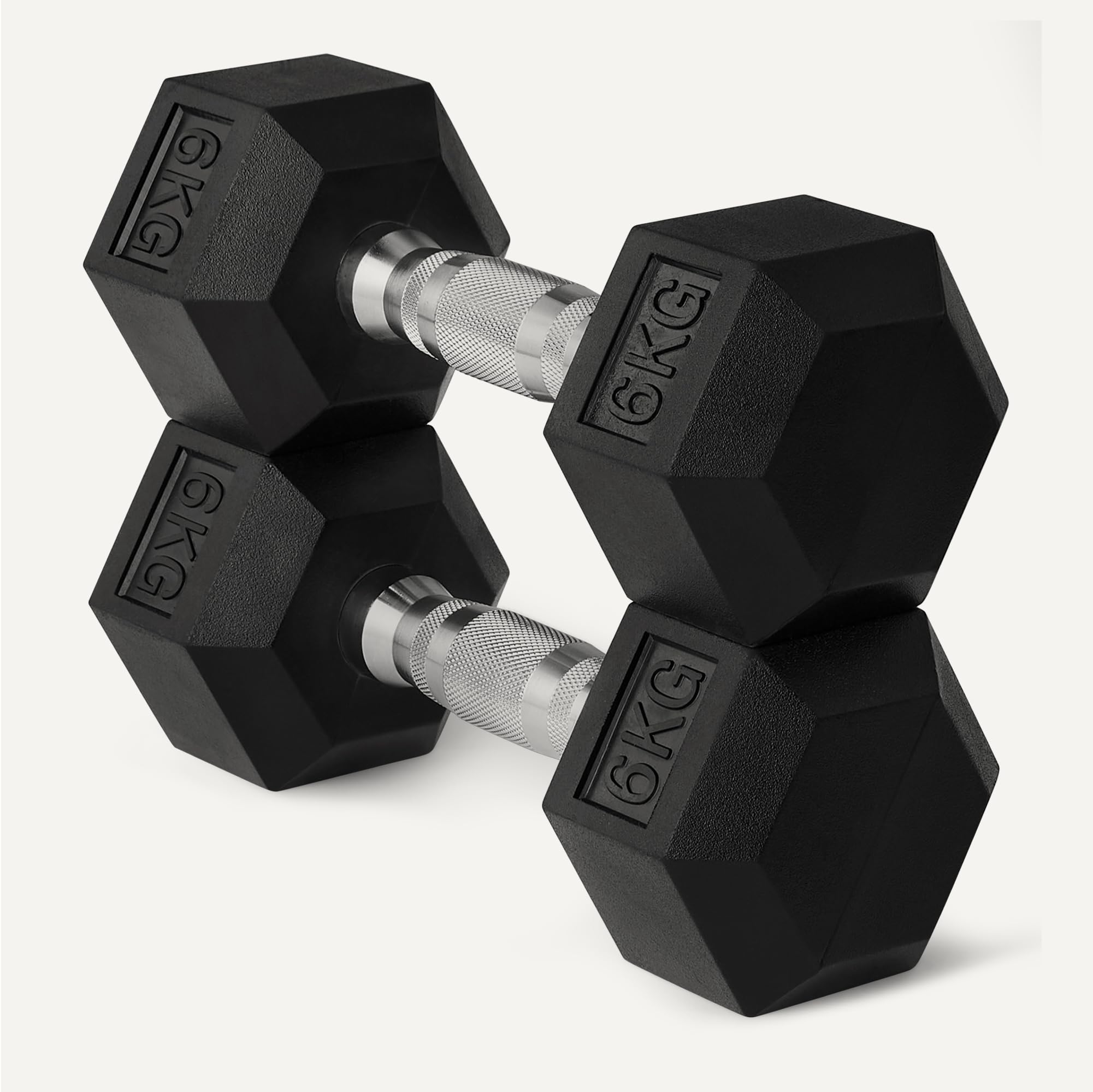 Amazon Basics Zestaw hantli z powłoką gumową 6kg, czarny