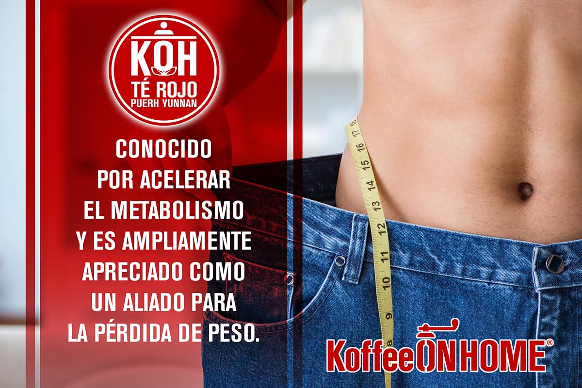 KoffeeONHOME Té Rojo Pu-erh de China en Granel 100% Natural - 400g - Infusión Detox y Digestiva