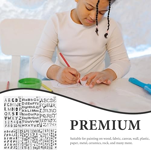 Miniatura 5 de EXCEART 24 hojas de plantilla de corte de letras, suministros de graffiti, moldes de letras, plantilla de pintura hueca, plantilla de pared,