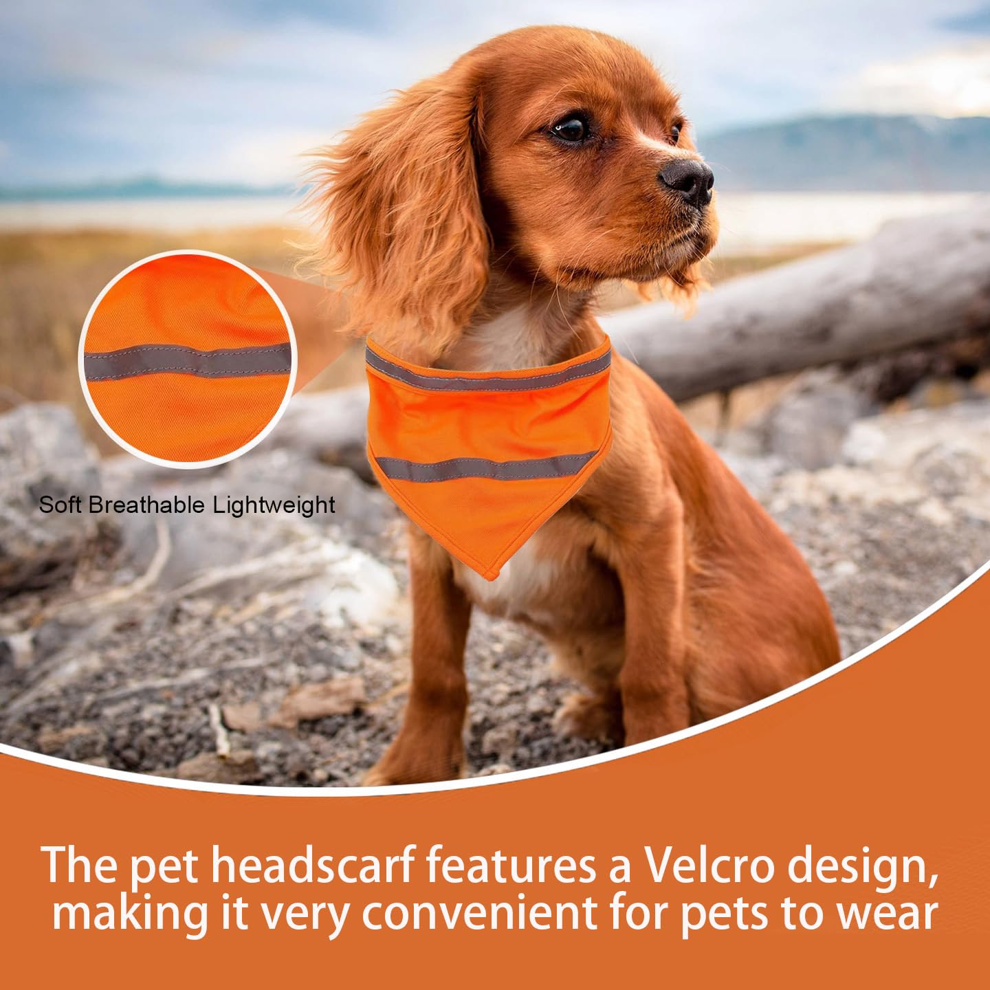 Gaodercha 1pc Reflective Dog Bandana Safety Reflective Pet Bibs Orange Washable Triangle Dog Comfortable Collar Bib Neckerchief for Small Dogs Cats Pets Camping Hunting Travel Walking - Image 3
