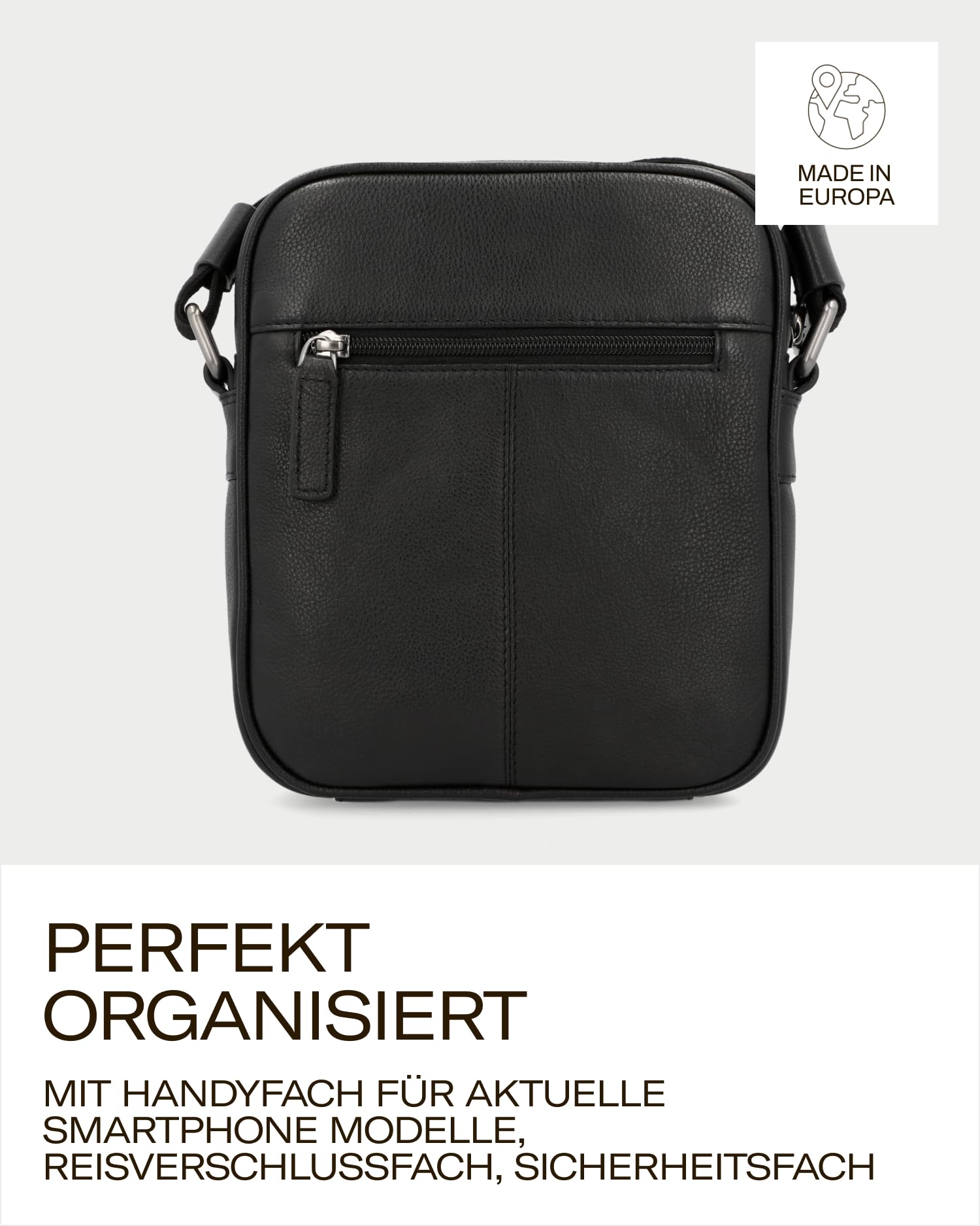Picard Umhängetasche Herren Paolo | Herren Tasche klein aus Echtleder | mit verstellbaren Schultergurt, Reißverschluss, Sicherheitsfach & Handyfach | Hochwertige Brusttasche Herren klein