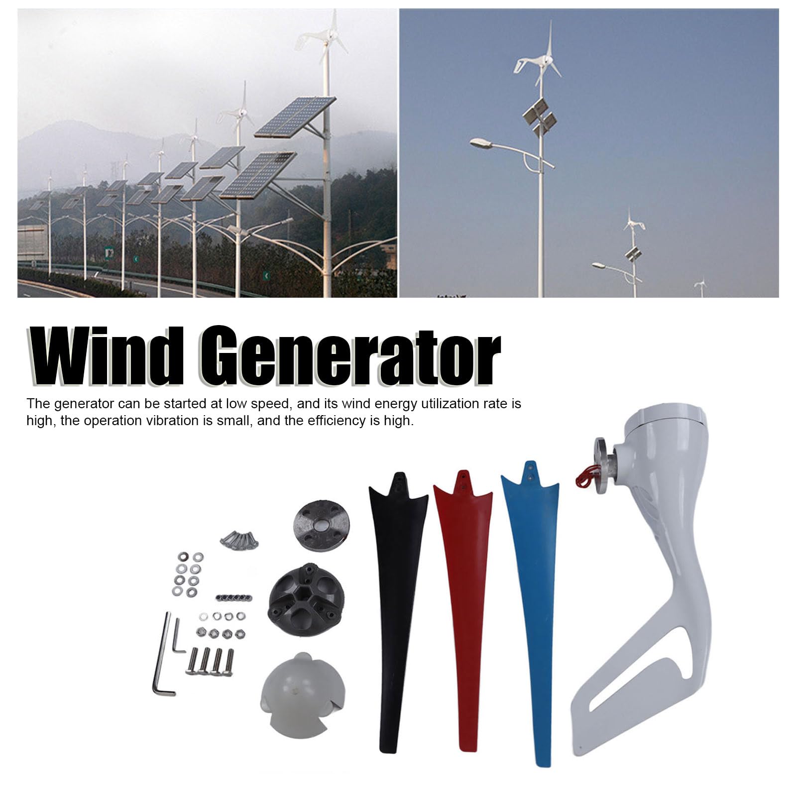 Mini generatore eolico a 3 pale efficiente ad alta energia per uso domestico (DC12V)
