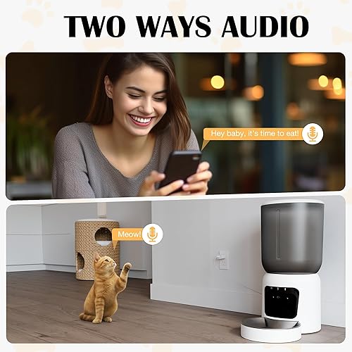 Miniatura 4 de Comedero automático para gatos con cámara 2K, dispensador inteligente de alimentos para mascotas 5G WiFi para gatos y perros pequeños, alimentador