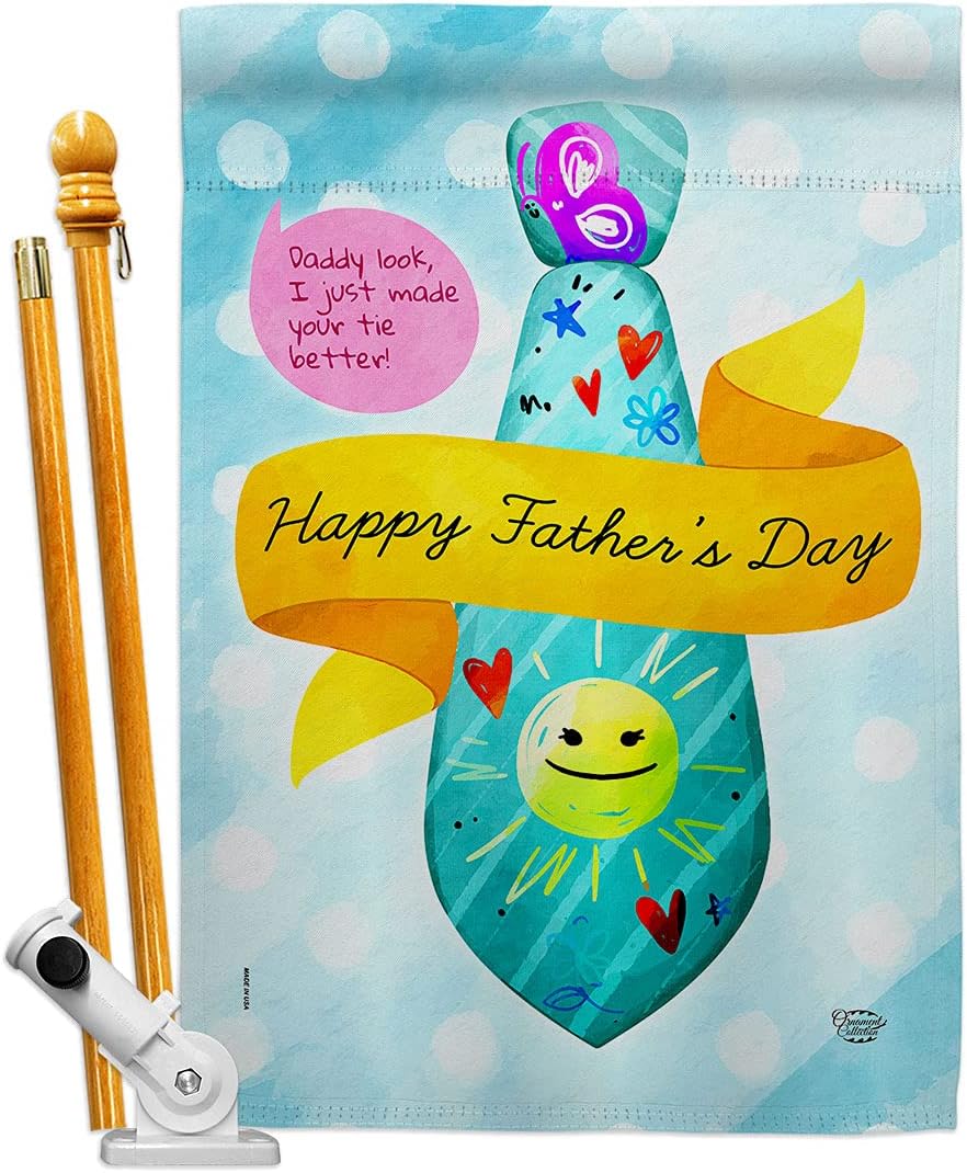 Happy Daddy Day House Flag Family Father Dad Papa Grandpa Best Parent Sibling Relatives Grandparent Small Decorative Gift Yard Banner Made In USA 28 X 40