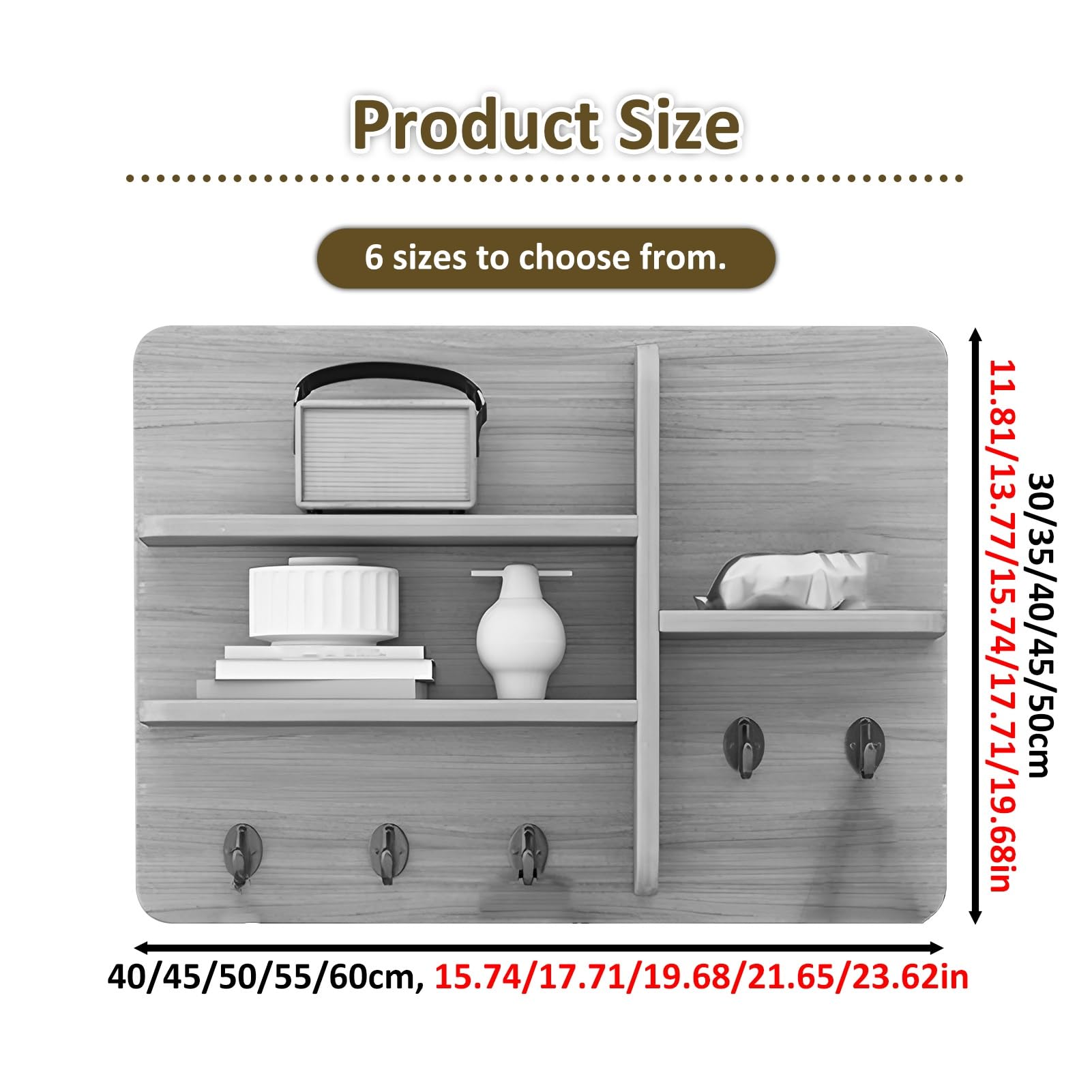 Copri Scatola Fusibili Decorativi Per Parete, Copri Quadro Elettrico In Legno Massello Con Ripiano, Robusto Copri Scatola Interruttori Con Ganci Per Ingresso Soggiorno, Indeformabile(Brown,60x50cm/23.