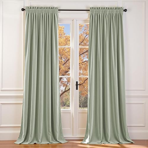 Miniatura 32 de Lazzzyt Cortinas de terciopelo para sala de estar gris, juego de 2 paneles de lujo suaves, cortinas con aislamiento térmico de 96 pulgadas de largo,