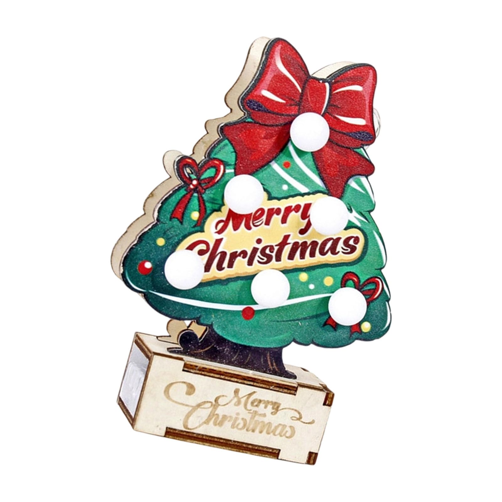Elnwnnkc Christmas Tree with Soft Glowing LEDs, Safe for Kids Pets & Desk Shelf Decoration User Friendly Wooden Holiday Ornament