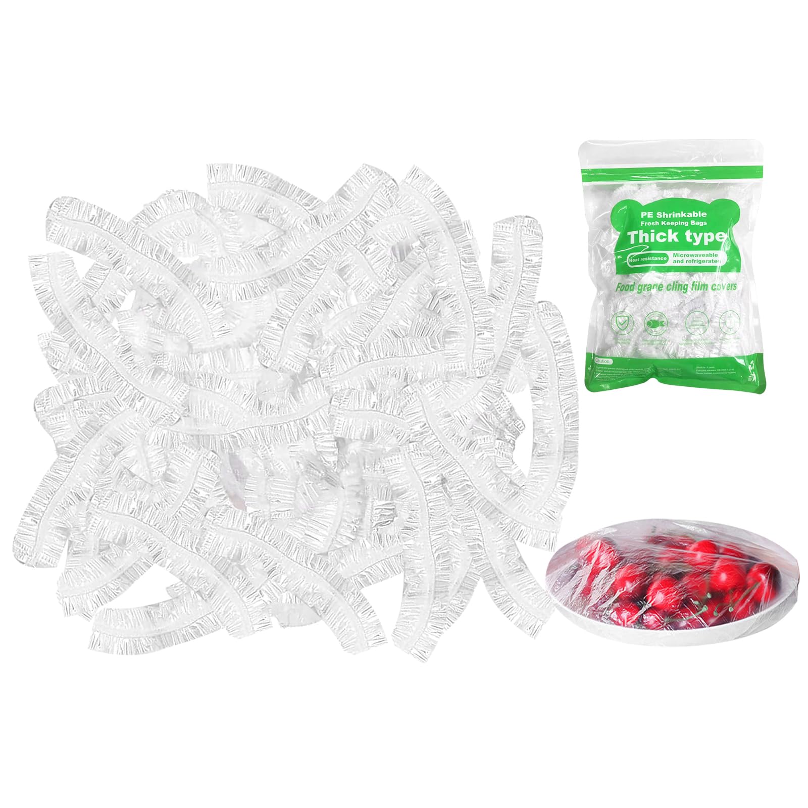 GAOHAN 200Pcs Shrinkable Fresh Keeping Bags,Reusable Elastic Cling Film Bag