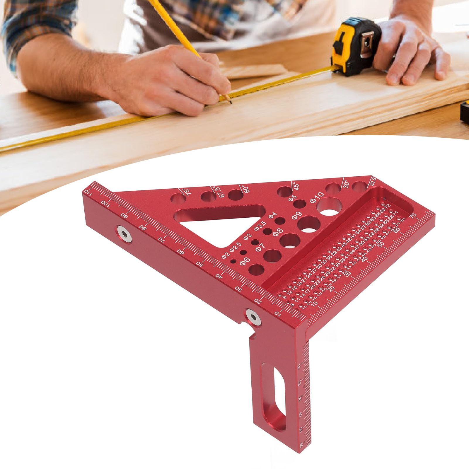 MRKU Righello di misurazione multiangolo 3D, Squadra Triangolare in Lega di Alluminio per la Lavorazione del Legno, goniometro per Linee di Disegno